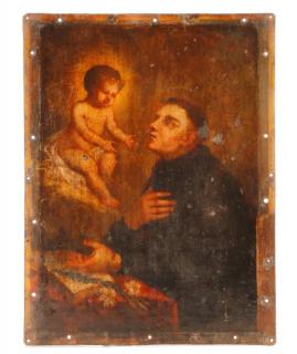 Appraisal: St Anthony of Padua Oil on Copper Painting Continental School