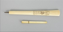 Appraisal: Ivory and Gold Cigar Holder and an Ivory Parasol Handle