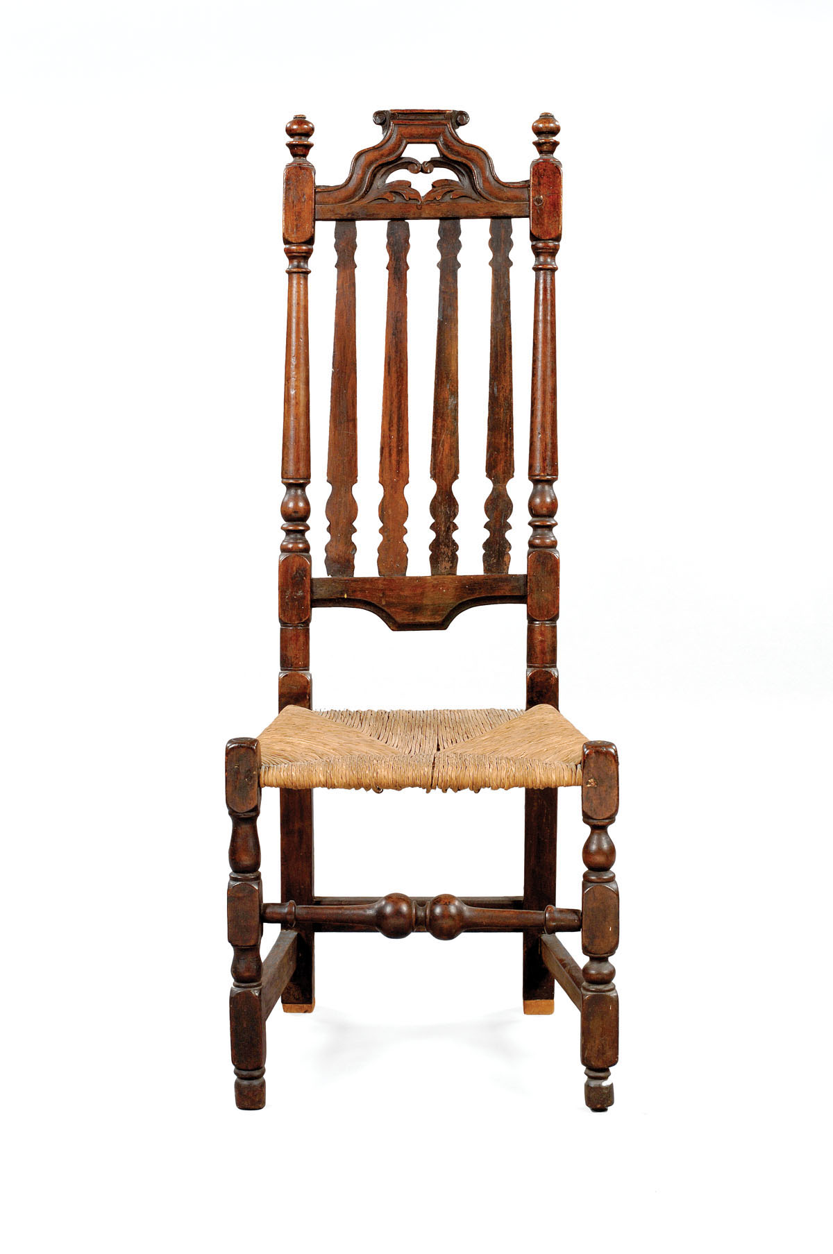 Appraisal: MASSACHUSETTS PILGRIM CENTURY BANISTER-BACK SIDE CHAIR WITH CARVED AND MOLDED