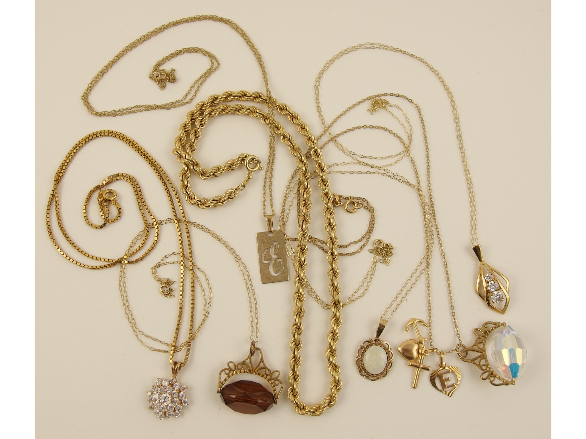 Appraisal: A ct rope chain together with a collection of seven