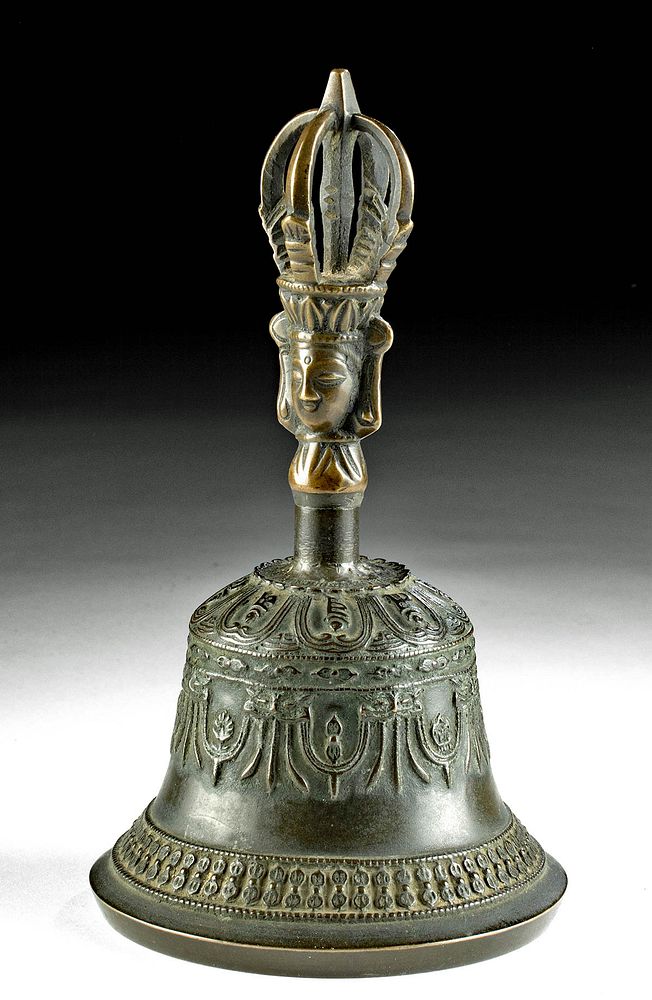 Appraisal: th C Tibetan Bronze Brass Ceremonial Bell w Dorje Central