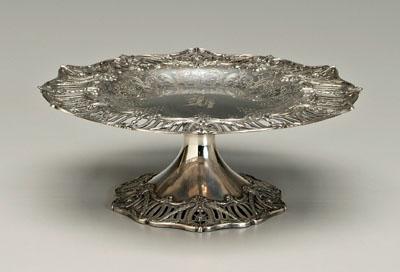 Appraisal: Sterling tazza openwork borders swag and bellflower decoration marks for