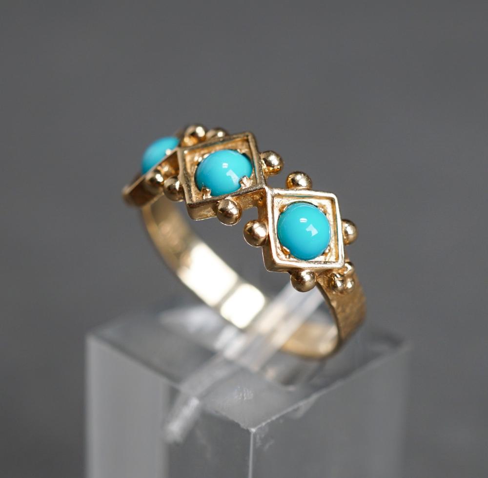 Appraisal: Italian -Karat Yellow-Gold and Turquoise Ring gross dwt Size