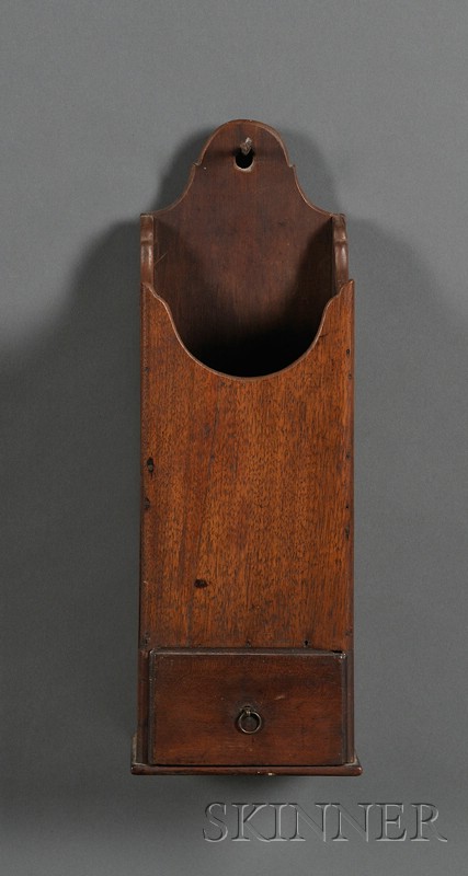 Appraisal: Hanging Wooden Pipe Box with Drawer America early th century