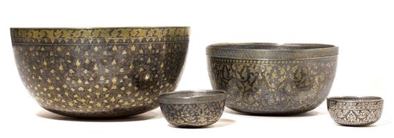 Appraisal: FOUR SILVER DISHES Thailand th and th c D to