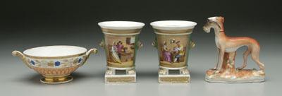 Appraisal: Pair Old Paris porcelain cachepots each hand painted with tavern