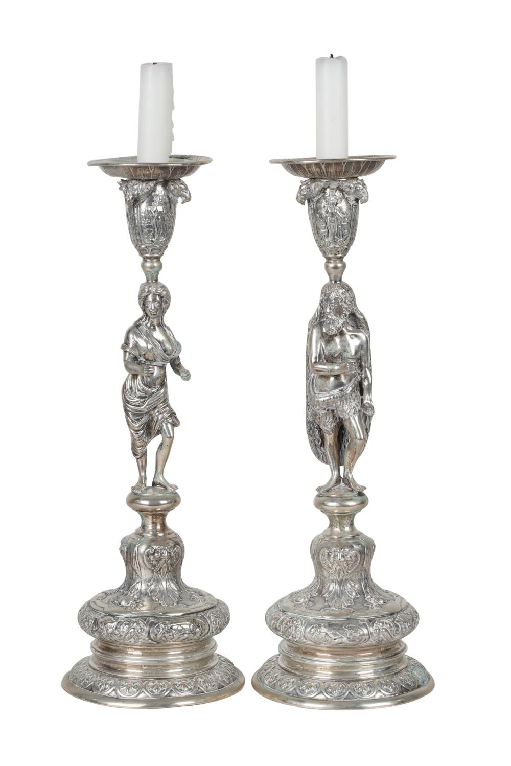 Appraisal: PAIR OF ENGLISH STERLING FIGURAL CANDLESTICKScirca approximately troy ounces total