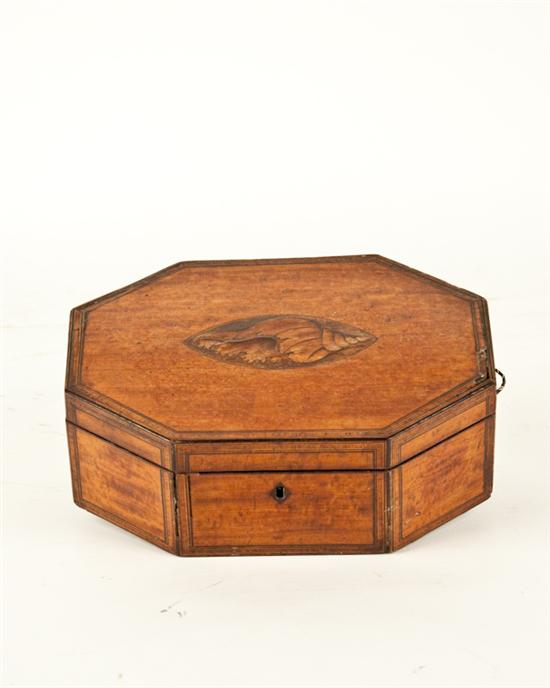 Appraisal: An E th C English Octagonal Sewing Box of burlwood