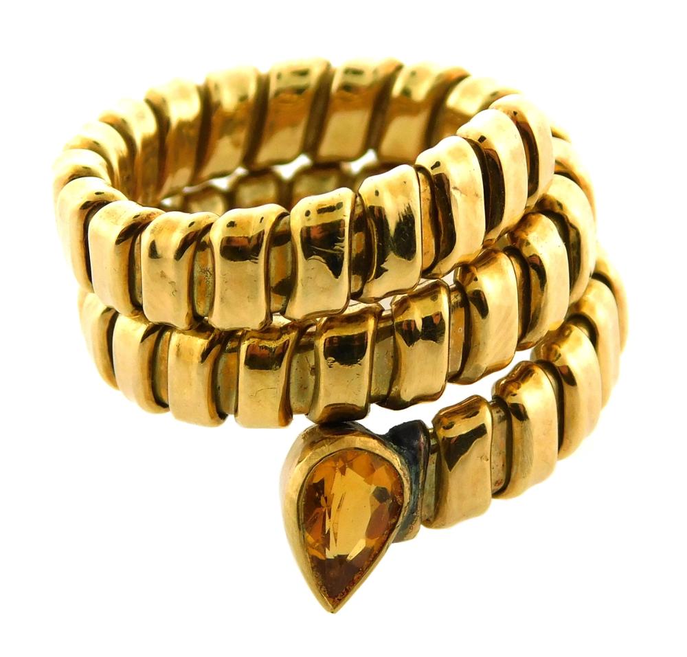 Appraisal: JEWELRY K Golden Sapphire Coil Snake Ring mounting is a