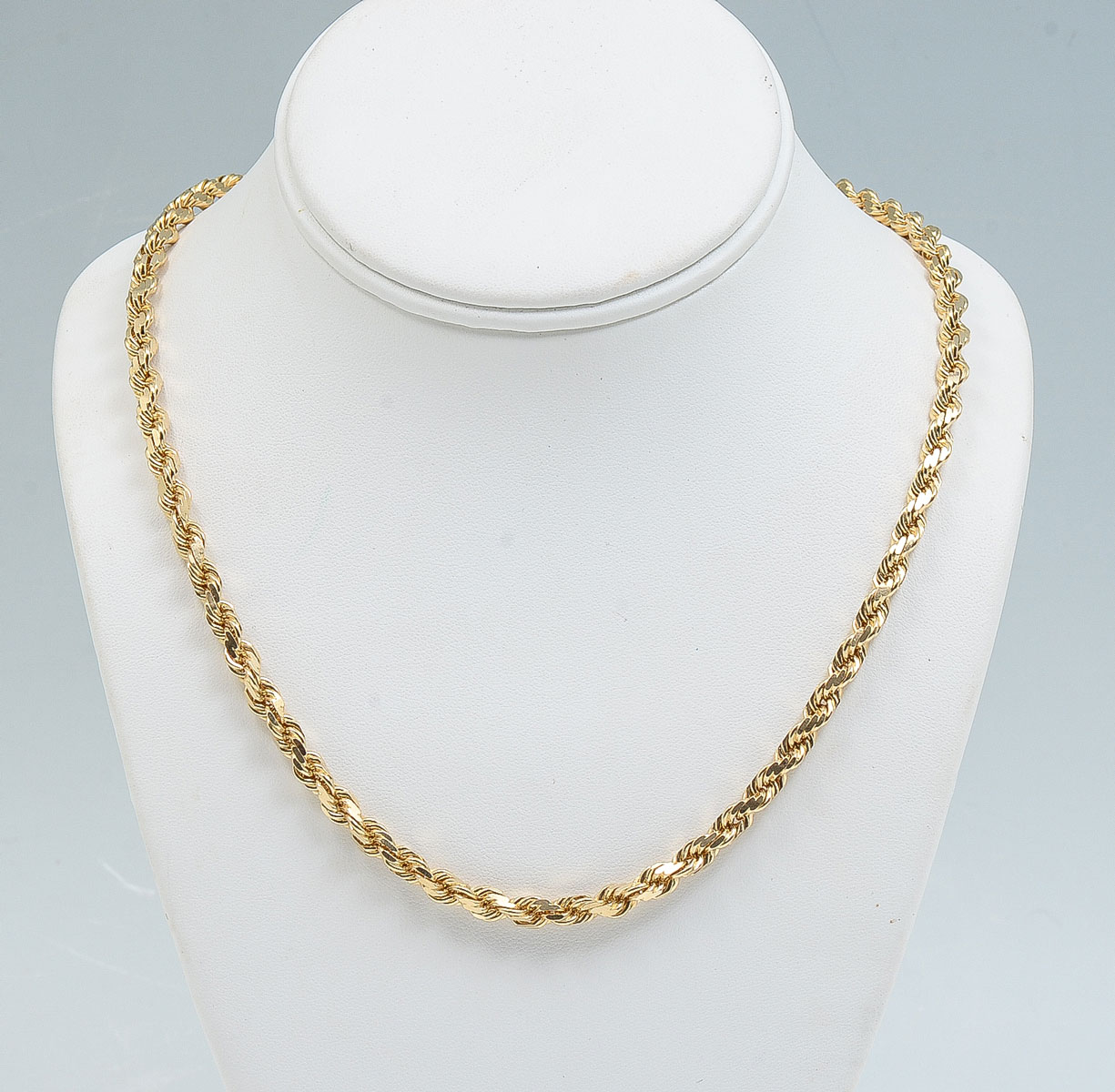 Appraisal: K GRAM SOLID ROPE CHAIN K yellow gold bright cut