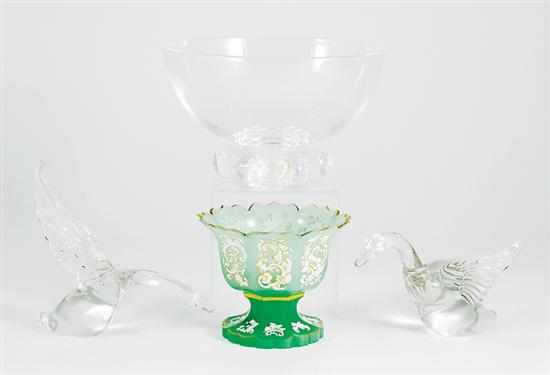 Appraisal: Steuben centerbowl and other glass objects centerbowl supported by orb