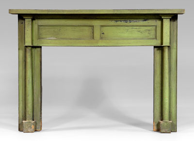 Appraisal: Southern green-painted fireplace surround poplar throughout in early probably original