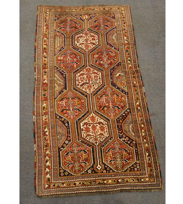 Appraisal: Persian Shiraz Oriental Rug x hand-made imported ca multi color