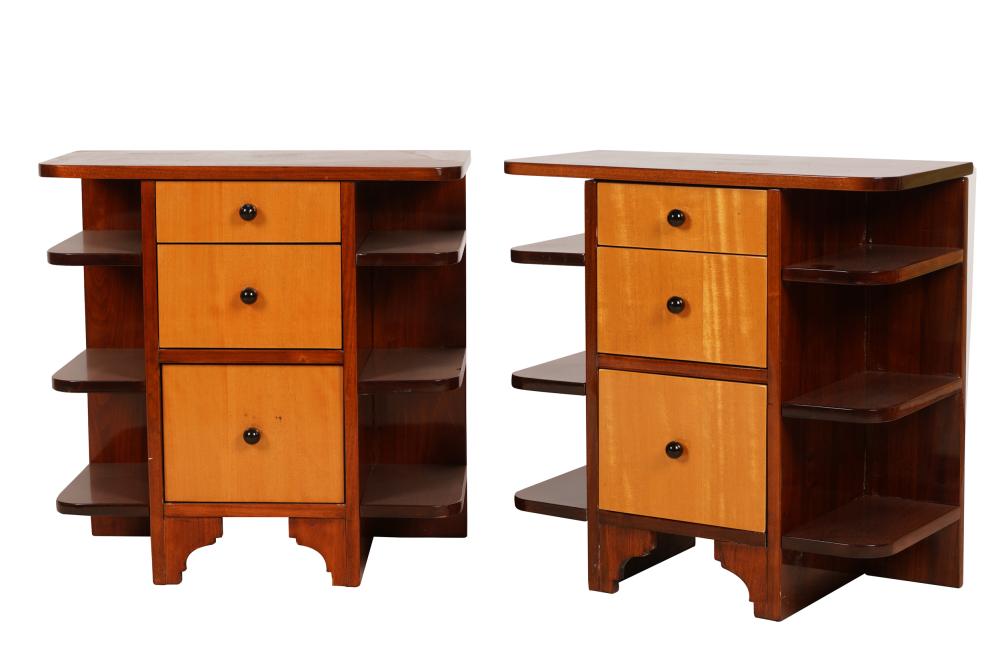 Appraisal: PAIR OF ART DECO-STYLE NIGHTSTANDScontemporary unsigned each with three drawers