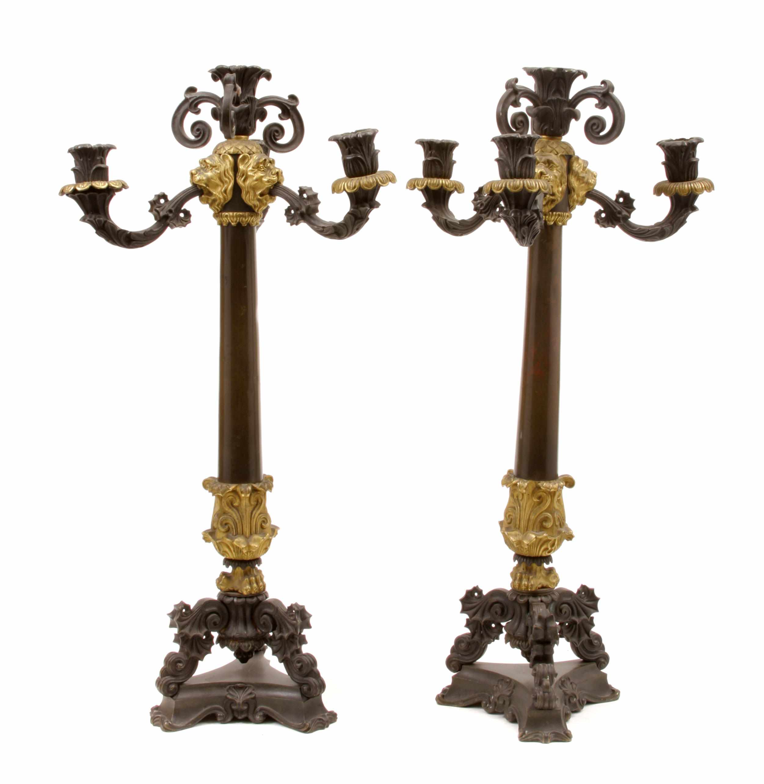 Appraisal: A pair of Louis Philippe gilt and patinated bronze three