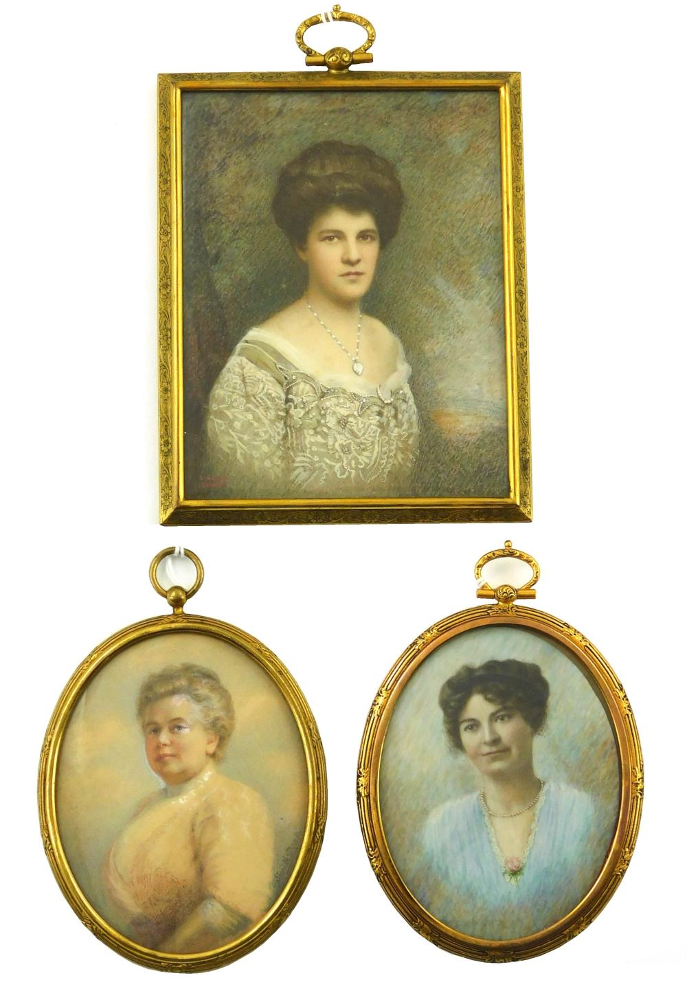 Appraisal: MINIATURES Three women on paper and ivory supports one on