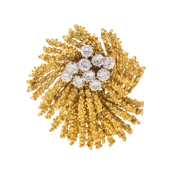 Appraisal: Sale Lot An Karat Yellow Gold and Diamond Clip Brooch