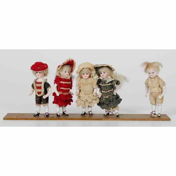 Appraisal: Germany Miniature Bisque Dolls German ca a group of five