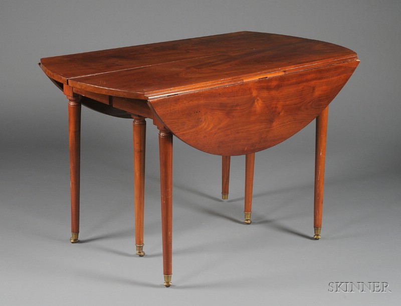 Appraisal: Directoire Mahogany Extension Dining Table c with D-shaped drop leaves