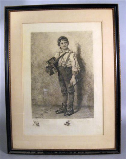 Appraisal: JOHN GEORGE BROWN AMERICAN - the shoe shine boy Etching