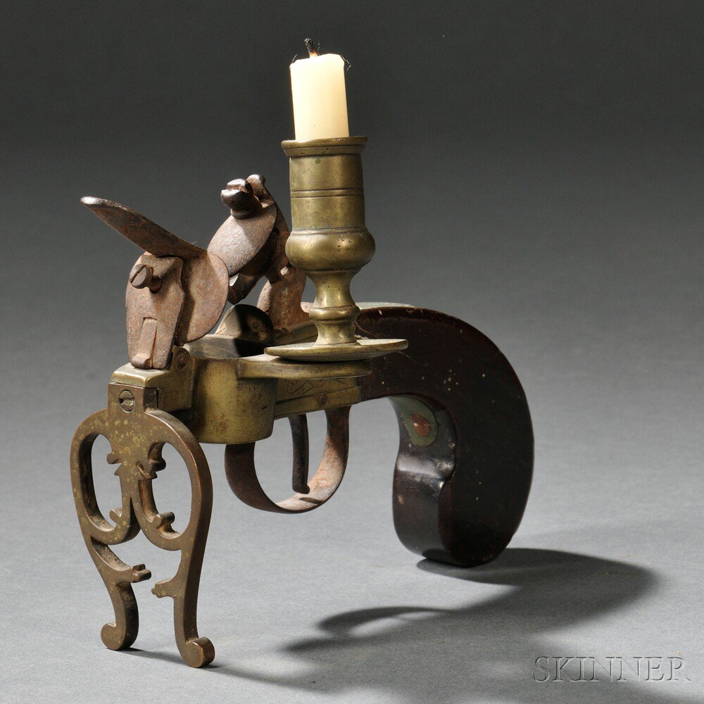 Appraisal: Flintlock Tinder Lighter c late th early th century walnut