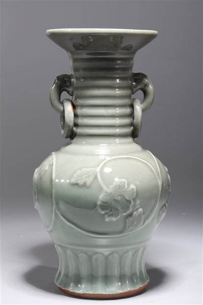 Appraisal: Chinese celadon glazed porcelain vase with molded handles and rings