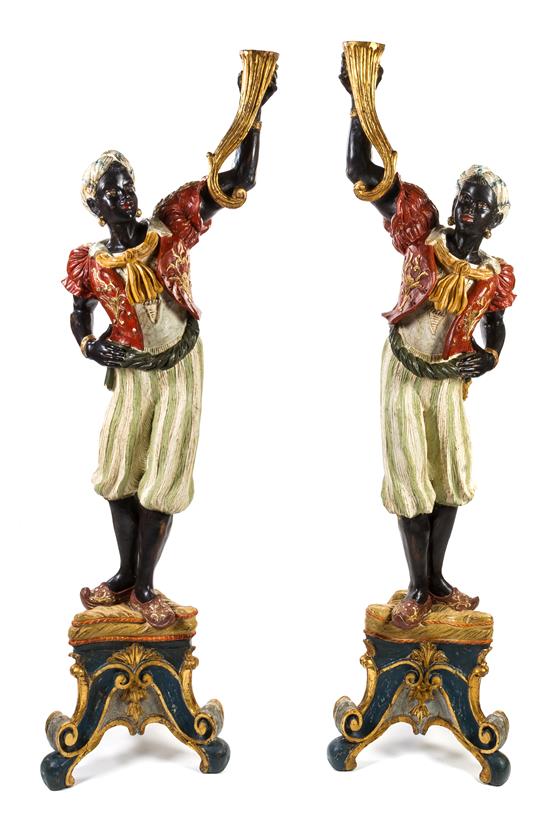 Appraisal: Sale Lot A Pair of Italian Figural Torcheres late th