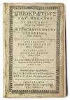 Appraisal: HIPPOCRATES Oi Aphorismoi Aphorismi with Epigrammata Regiorum Medicinae Professorum Greek