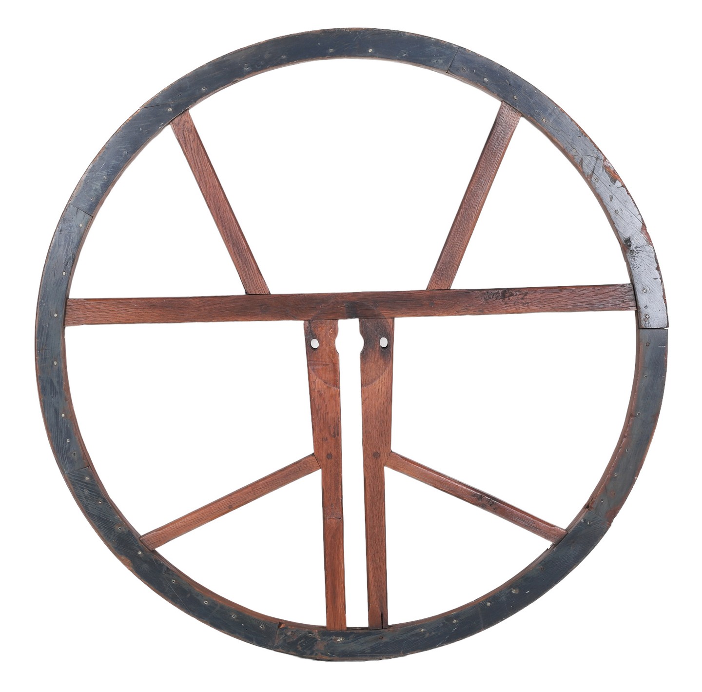 Appraisal: Blue green painted bell tower pulley wheel - diameter