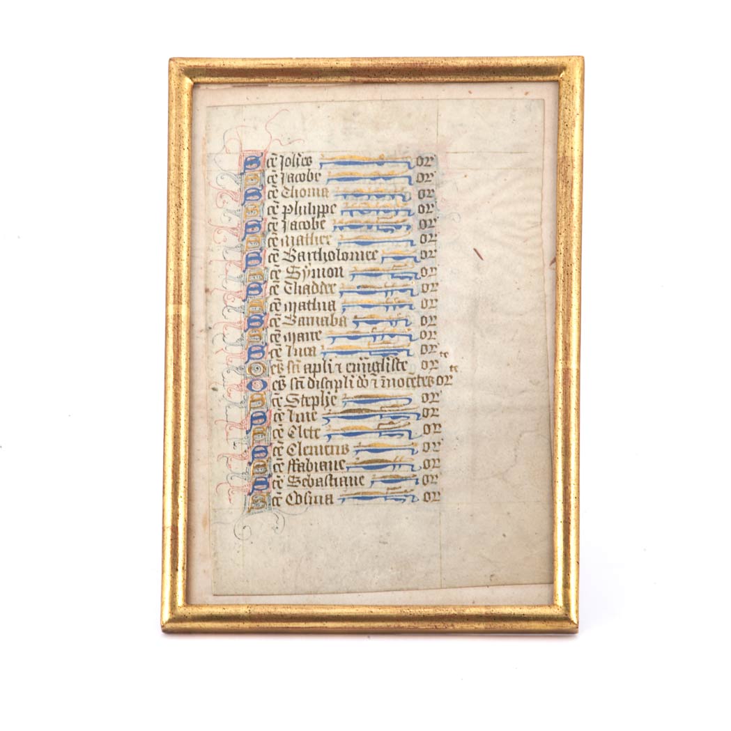 Appraisal: ILLUMINATED LEAF Single leaf on vellum from the Calendar of