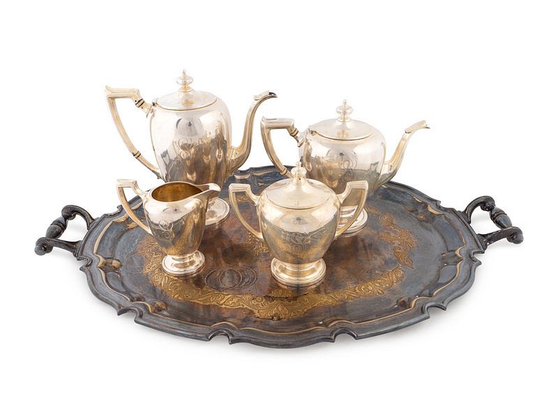 Appraisal: An American Silver Tea Set Height of coffee pot inches