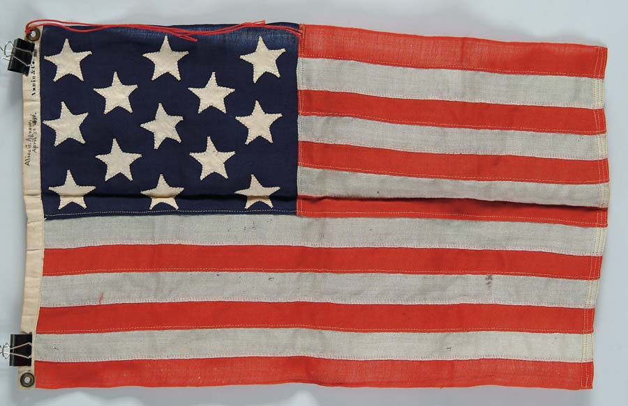 Appraisal: -STAR AMERICAN FLAG x wool bunting flag has machine-sewn stripes