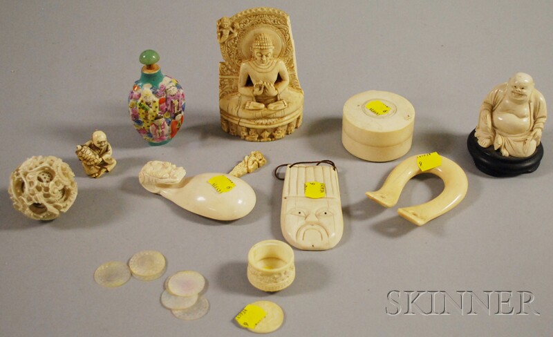 Appraisal: Collection of Chinese Ivory and Porcelain Articles includes nine pieces