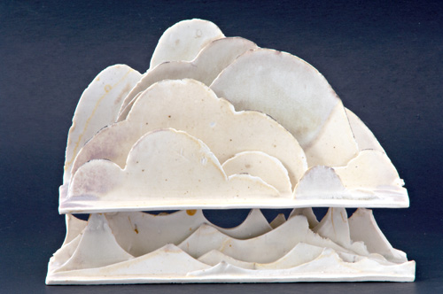 Appraisal: RUTH DUCKWORTH Porcelain sculpture of clouds over waves covered in