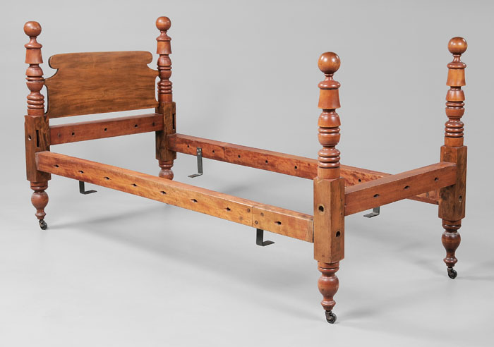 Appraisal: Red-Stained Birchwood Bedstead American th century birch throughout with traces