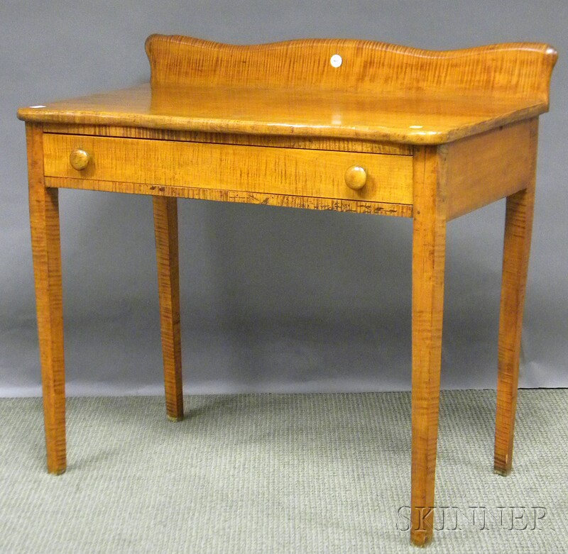 Appraisal: Tiger Maple Serpentine Dressing Table with Tapering Legs