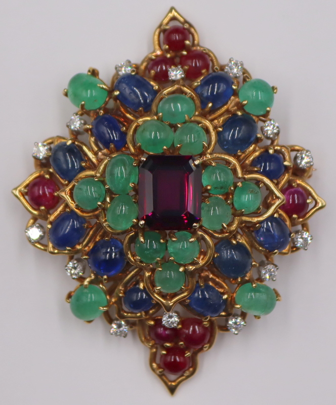 Appraisal: JEWELRY KT GOLD COLORED GEM AND DIAMOND BROOCH Vintage kt