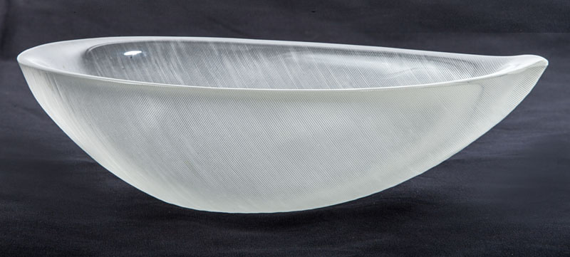 Appraisal: TAPIO WIRKKALA FOR IITTALA FINLAND WHEEL-CUT GLASS LEAF DISH Incised