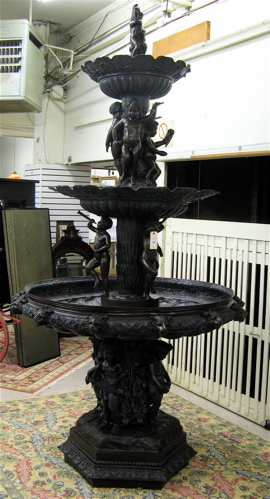 Appraisal: MONUMENTAL BAROQUE STYLE THREE-TIER BRONZE FOUNTAIN having three gadrooned bronze