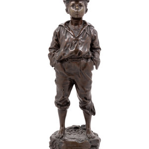 Appraisal: Vaclav Szczeblewski Polish active - Le siffleur bronze Height inches