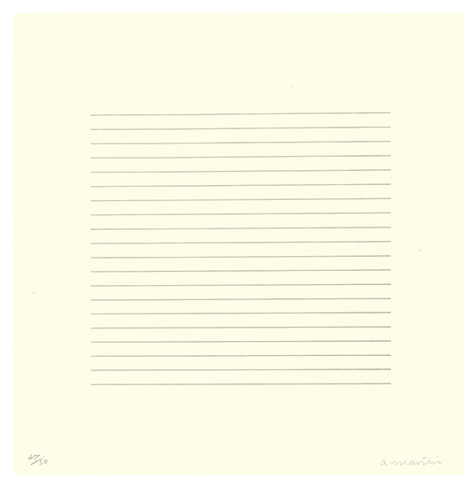 Appraisal: AGNES MARTIN On a Clear Day Screenprint printed in gray