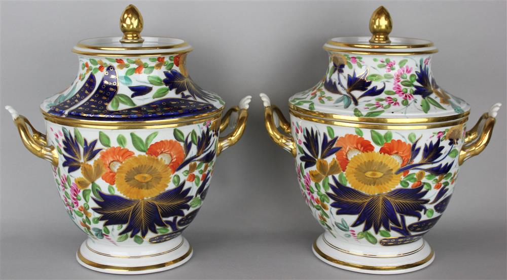 Appraisal: ENGLISH IMARI PORCELAIN FRUIT COOLERS with overglaze design and gilt