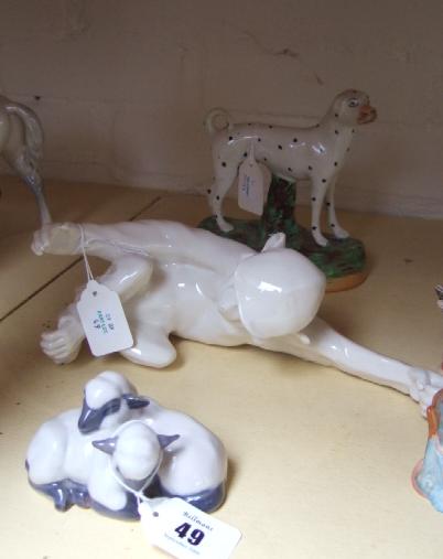 Appraisal: A Royal Copenhagen sheep group a Staffordshire Dalmation and a