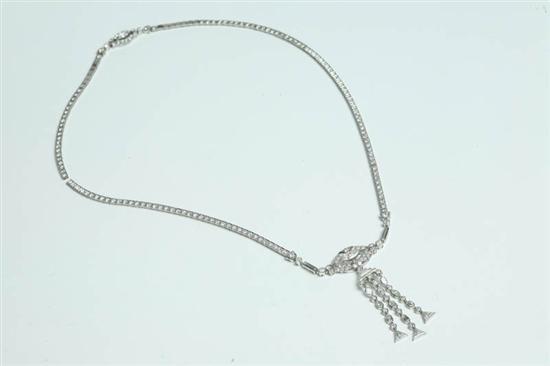 Appraisal: DIAMOND NECKLACE Necklace with tassle drop having mutliple diamond shapes