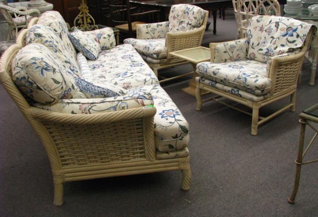 Appraisal: Four Piece Rattan Patio Seating Group including a sofa two