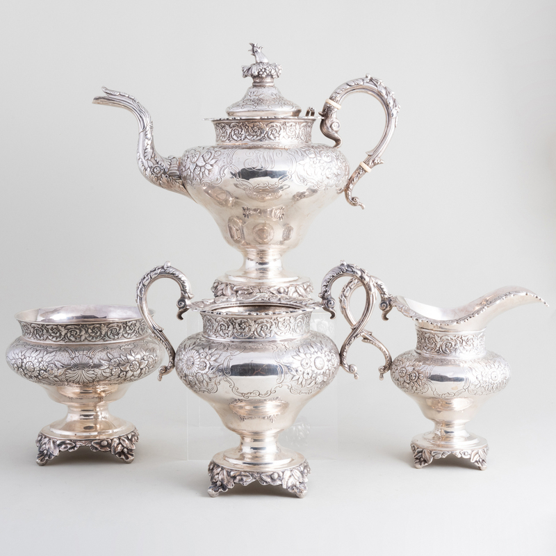 Appraisal: J C Moore New York Coin Silver Three Piece Tea