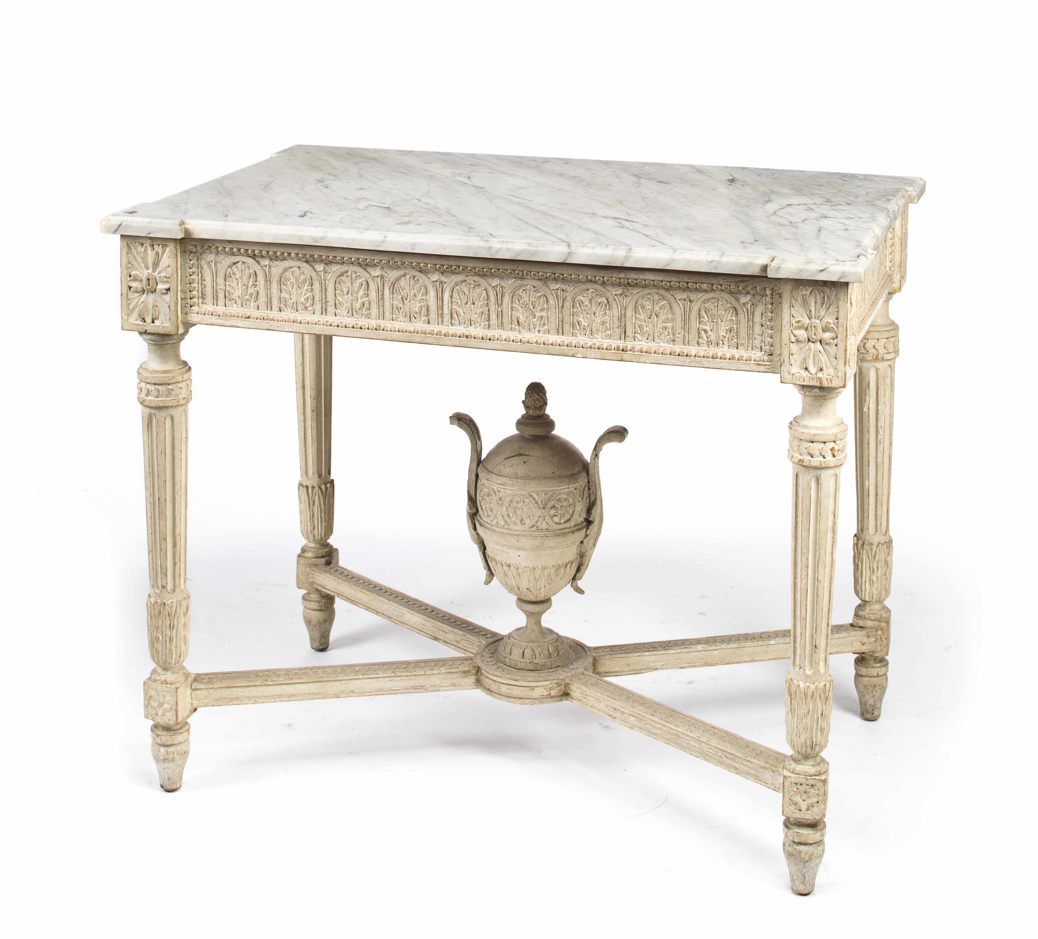 Appraisal: A Louis XVI style paint decorated center table late th