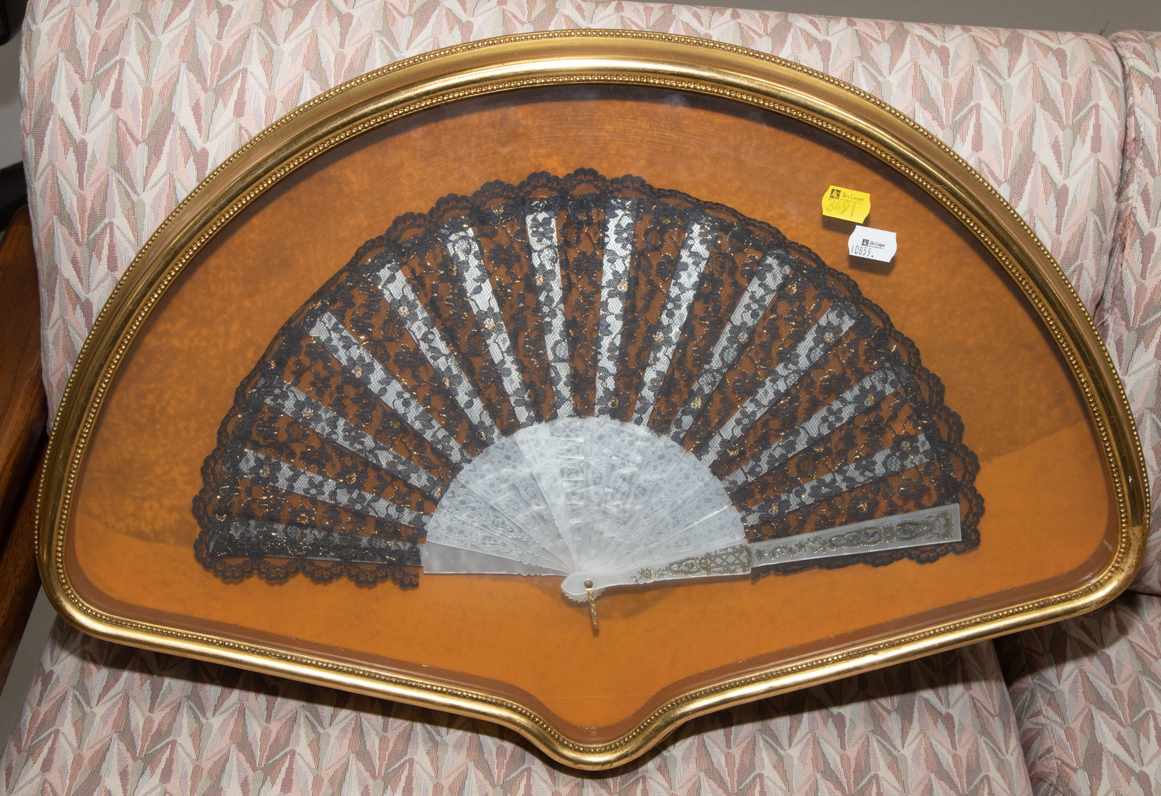 Appraisal: A FRAMED VICTORIAN STYLE LADIES FAN