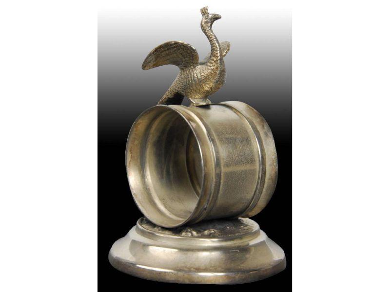 Appraisal: Peacock with Spread Wings Figural Napkin Ring Description Round raised