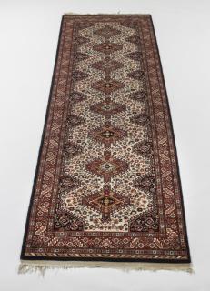 Appraisal: Hand knotted Persian Karajeh wool runner ' long Hand knotted